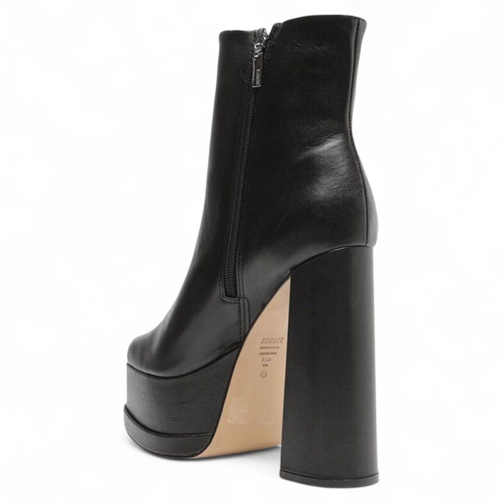 SCHUTZ Womens Square Toe Block Heel Zip-up Leather Booties - Picture 3 of 4
